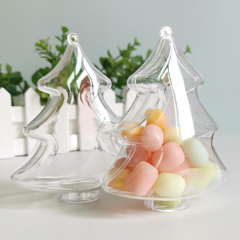 10 szt. Pudełko na cukierki w kształcie choinki Przezroczysty plastik Wypełniane Opakowanie na prezent na czekoladki DIY Pojemnik Dekoracja na przyjęcie bożonarodzeniowe Prezent na Nowy Rok