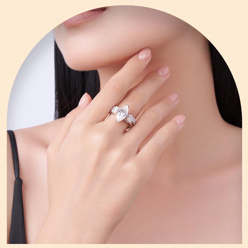 Luxury 3 Carat Marquise Cut VVS1 Moissanite Engagement Ring 925 Sterling Silver Fine Jewelry GRA Certified Wedding Ring