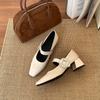 Chinese Style Embroidered High Heels Female Retro Mary Jane Square Head Single Shoes Female Versatile Fairy Style High-end Shoes Female