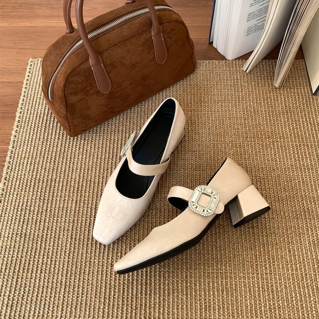 Chinese Style Embroidered High Heels Female Retro Mary Jane Square Head Single Shoes Female Versatile Fairy Style High-end Shoes Female