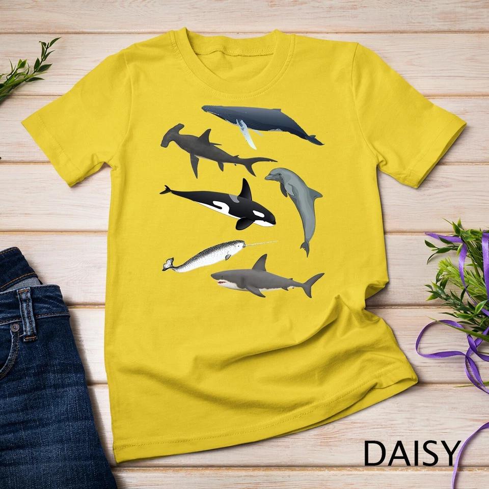 Orca Whale Shark Narwhal Dolphin Sea Creatures Unisex T-shirt 4 4XL