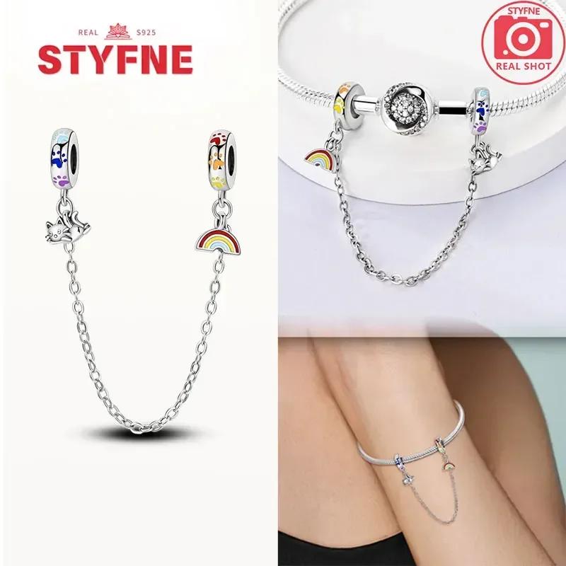 Coração Estrela de Cobre e Flor da Lua Corrente de Segurança para Mulheres Joia Fina Usável Presente Pulseira Original Contas DIY