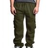 Red Men Cargo Jogger Pants Autumn Hip Hop Street Wear Loose Trousers Multi Pocket Solid Color Overalls Sports Wear