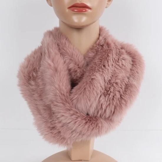 

Новый женский русский шарф-снуд из натурального кроличьего меха, длинный шарф-накидка из натурального меха, зимний теплый шарф, уличная мода, муфта из натурального меха розовый