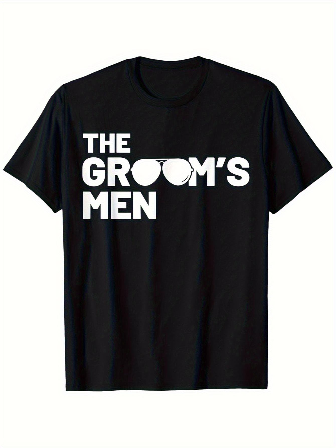 Cotton Single Side Printed Round Neck Short Sleeve T-shirt Best Man Groom Squat Male Bachelor Supplies Party Wedding T-shirt L