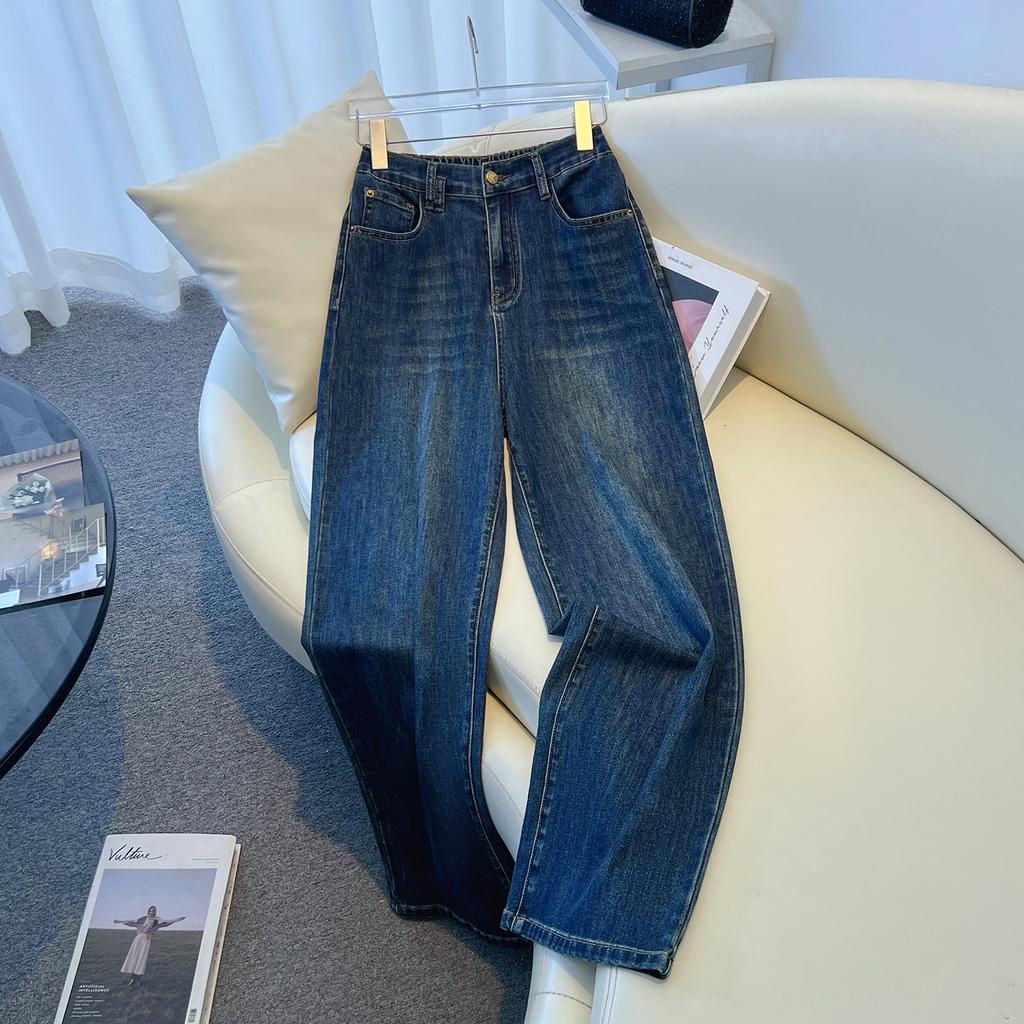 DIMANAF 2025 Plus Size Autumn Women Jeans Pants Denim Female Elastic Denim Blue High Waist Trousers Oversize Fashion New Pants 5XL