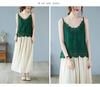 Women's Summer Lace Applique Tank Top – Sleeveless, Sexy, Loose Fit, Cotton with Edged Detailing