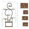 Wrought Iron Multi-layer Flower Stand with Grow Light - Space-saving Indoor/Outdoor Garden Holder