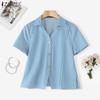 ZANZEA Women Lapel Short Sleeve Buttons Casual Short Blouse Shirts