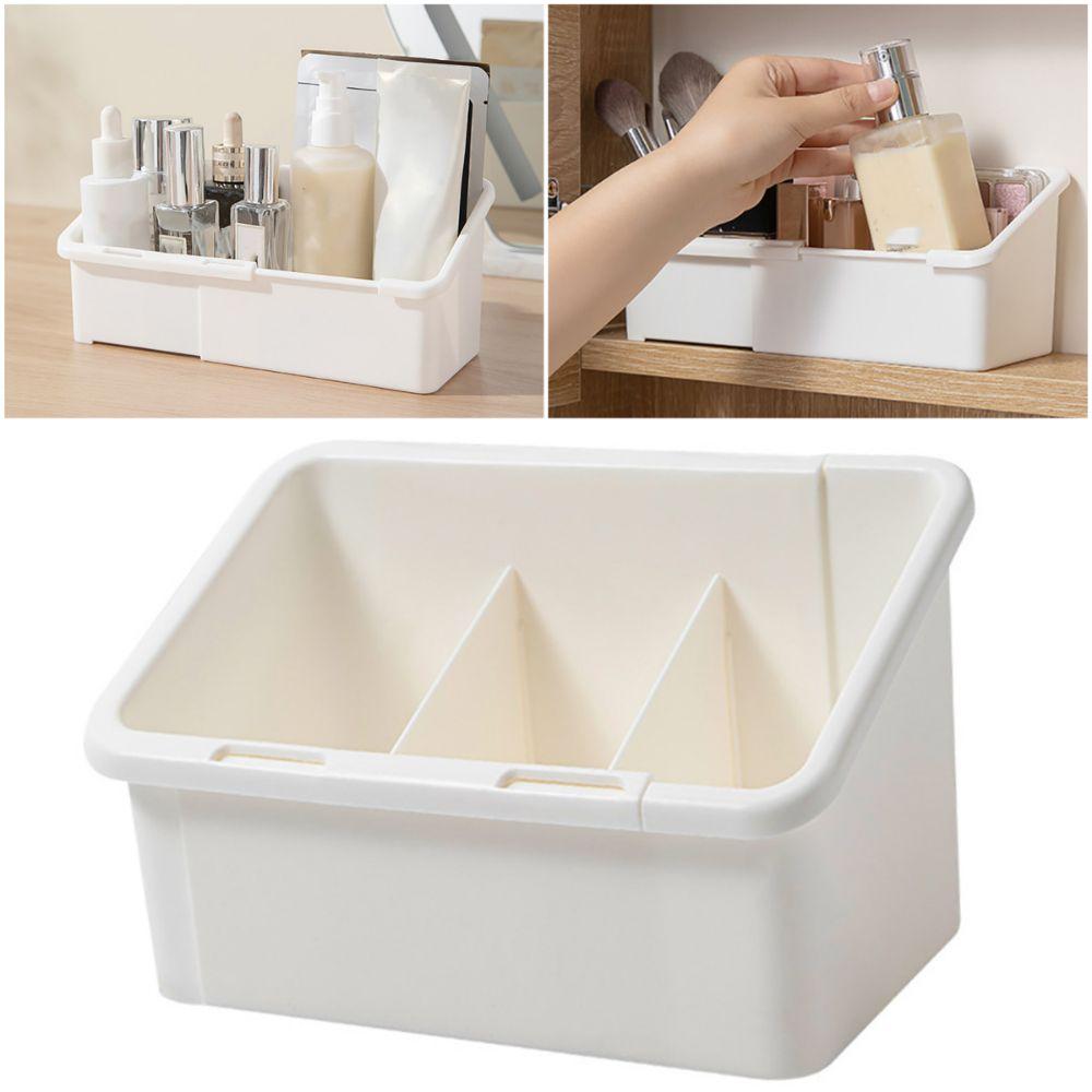 Expandable Design Cosmetic Storage Box White Desktop Storage Rack  Bathroom Organization