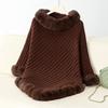 Poncho casual da donna, tinta unita, scialle avvolgente, mantello con bordo in pelliccia sintetica, cappotto invernale senza maniche, maglione caldo da donna, poncho in maglia di lusso