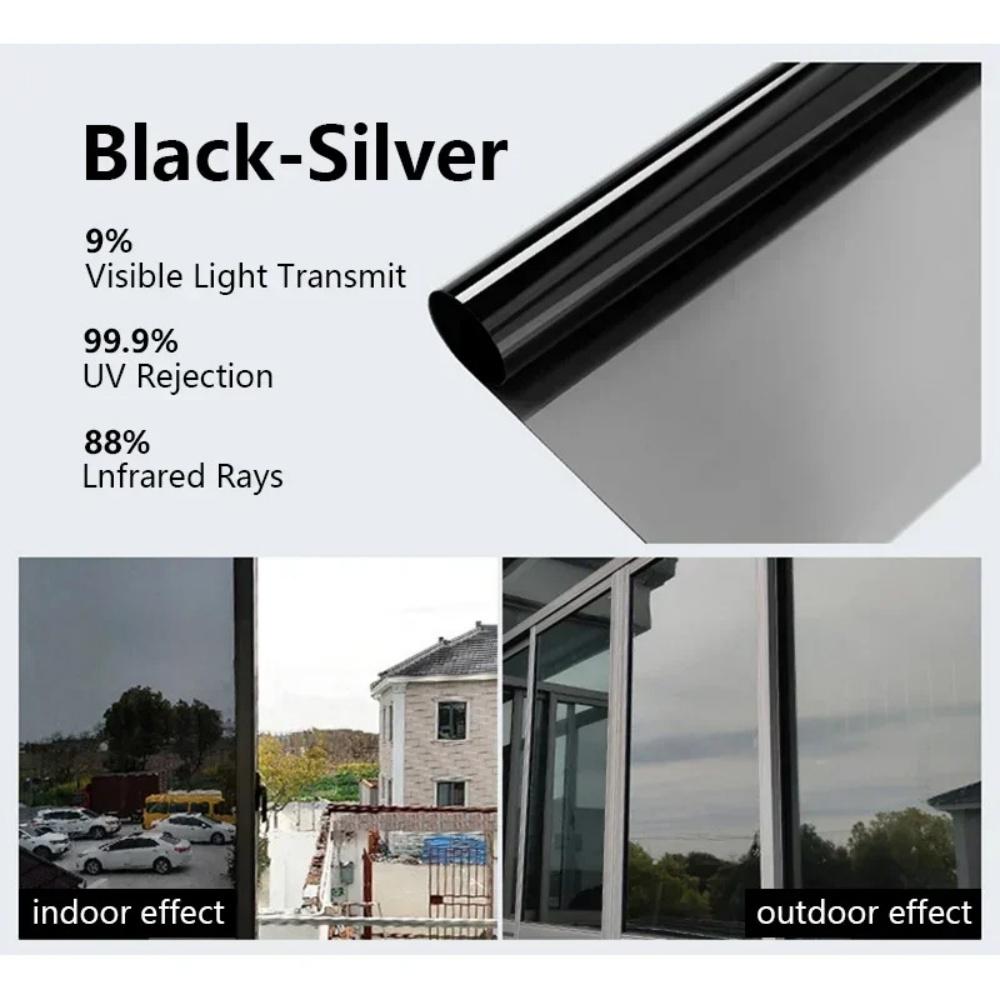 1pc Mirror Effect One Way Vision Window Film Privacy Protection Anti-UV Rejection Solar Protection Window Tint Building Sticker