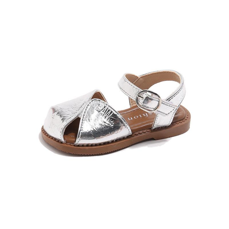 Girls Sandals Soild Color Versatile Kids Beach Shoes Hook&loop Soft Sole 2025 Summer New Children Princess Shoes Korean Style