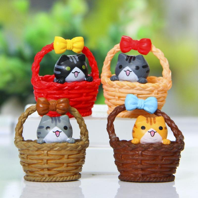 Basket Cat Landscaping, Micro Bonsai, Succulent Ornaments, Garden Decorations, Micro-landscape Gardening Ornaments