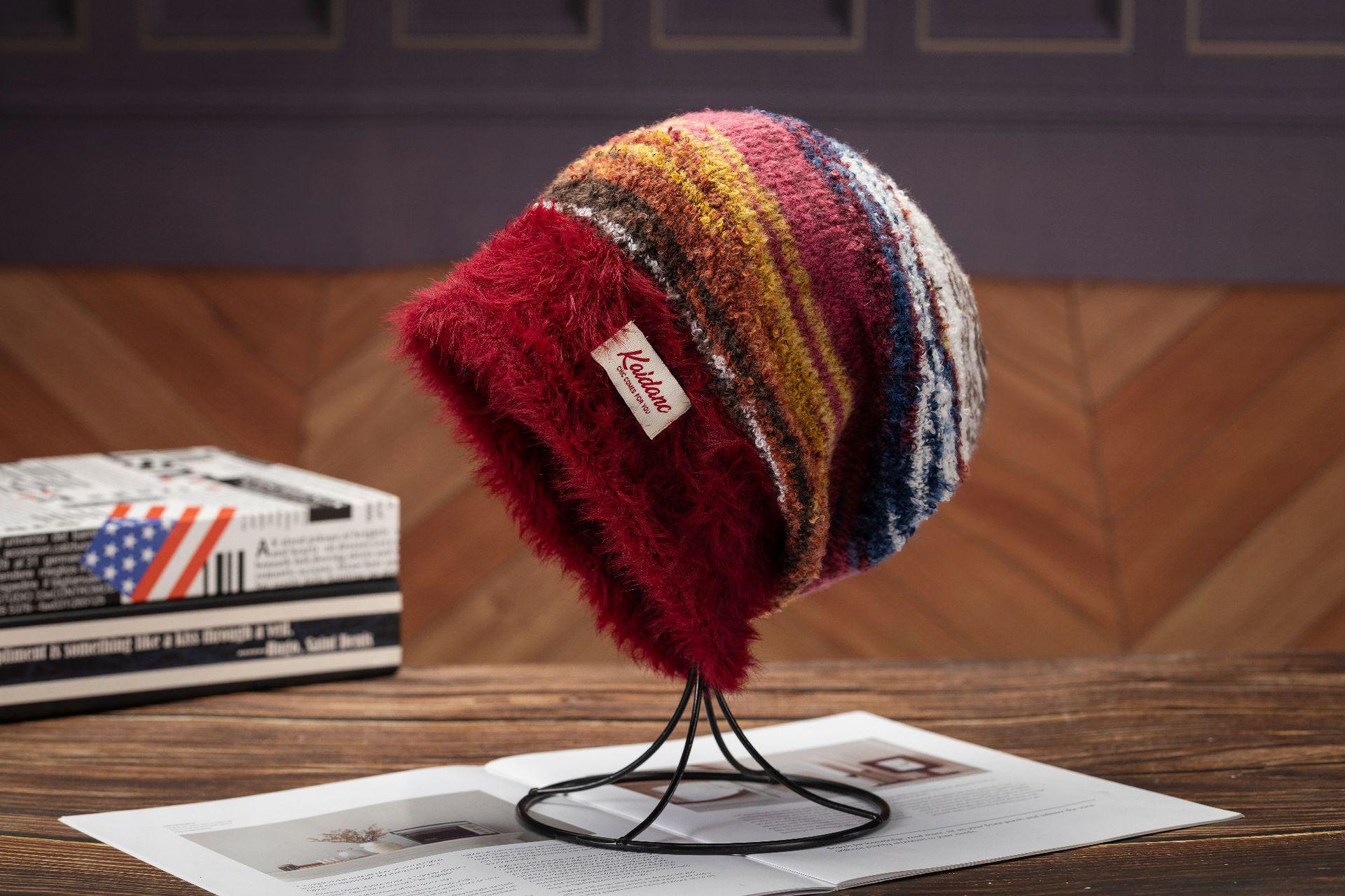 Women s Retro Plush Beanie - New Autumn/Winter 2025 Style, Warm & Face-Slimming Cold Protection Hat One Size