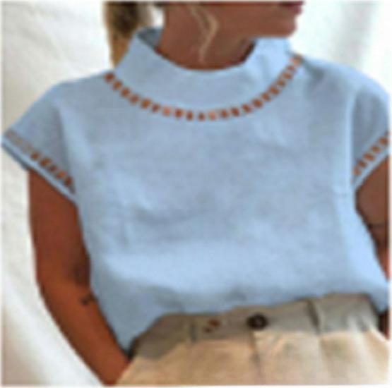 

Європейська та американська жіноча мереживна тонка сорочка-пуловер зі стоячим коміром – колекція 2022 M королівський синій колір