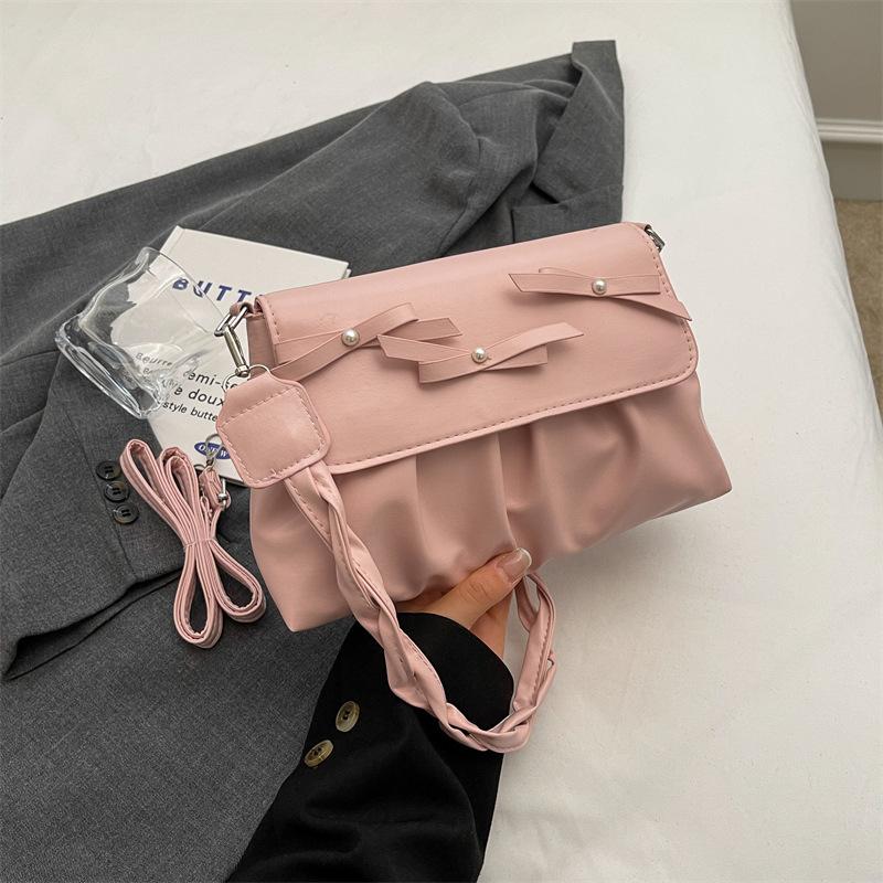 Korean Version of Simple Design Bow Casual Personalized Bag Women's 2025 Spring and Summer New Beautiful Messenger Small Square Bag