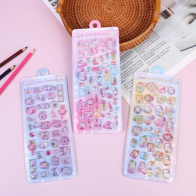 2/4Pcs Cute 3D  Embossed Stickers For Scrapbooking Craft Supplies Diy Phone Case Decoration