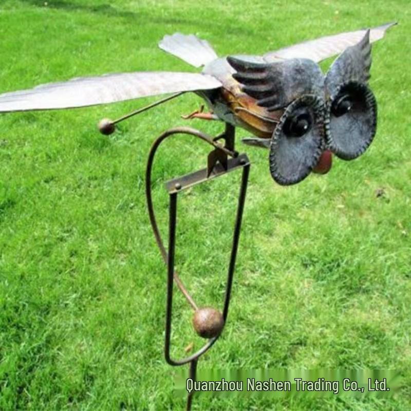 Eule Windmühle Schmiedeeisen Vogel Garten Terrasse Dekoration