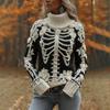 2025 Women's High Neck Jacquard Knit Sweater - Chunky European & American Style Pullover