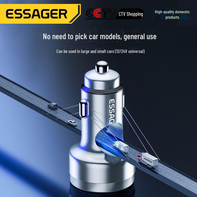 ESSAGER PD80W Fast Charge Car Charger with Digital Display for Apple Notebooks