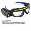 LED Rechargeable Headlamp Glasses Headlight with Motion Sensor Touch Control USB Rechargeable Running Camping Fishing Cycling Hiking Light-Up