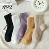 Gemütliche Plüsch Thermo-Strumpfhosen Verdickte Imitation Nerz Samt Socken für Damen Weiche Socken Winter Strapazierfähig Waschbar Warm Einfarbig Zuhause Innen