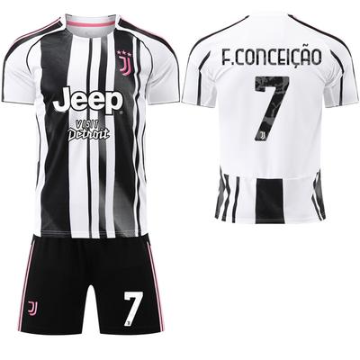 2025-26 Juventus Koszulka Domowa Czarno-Biała #7 Chiesa #9 Kostić Koszulki Piłkarskie