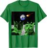 Alien Cats Moon Meteor Earth Invasion Graphic Tee Men's Casual Cotton T-Shirt