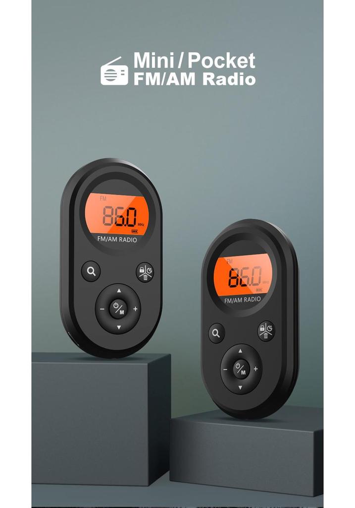 Portable Rechargeable FM/AM Mini Radio with Earphones - Pocket-Sized for Seniors, Meetings, or Running
