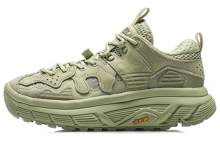 Li Ning Vintage Basketball Shoes Women s Low Top Earth Gray Green AGBQ072-3 35