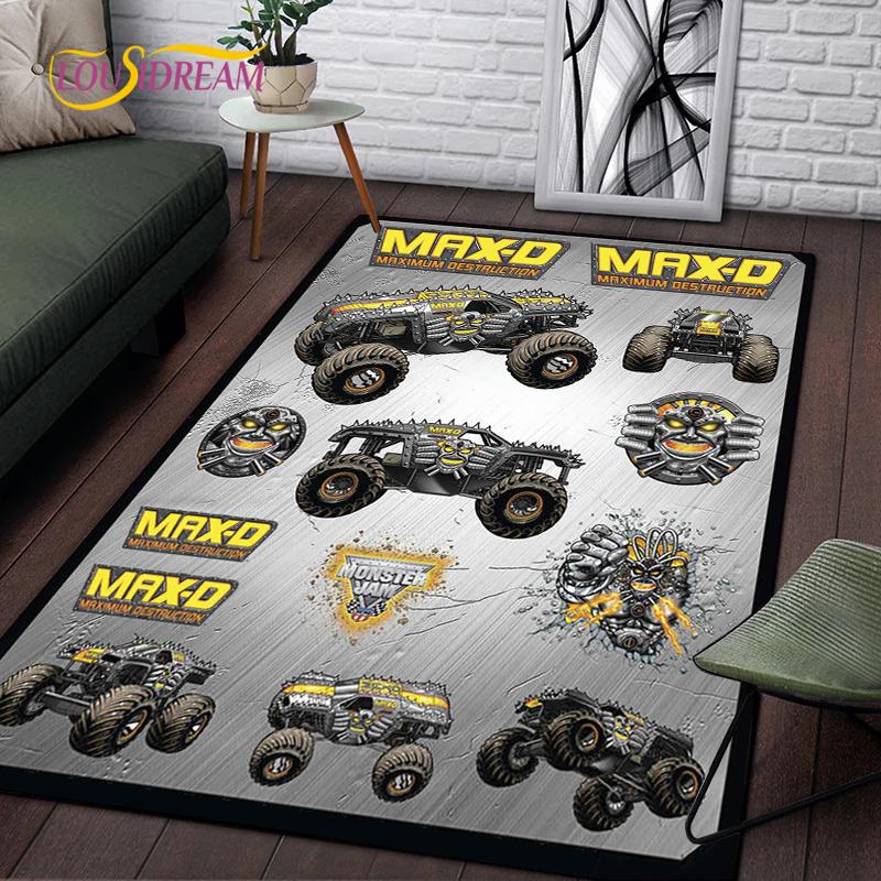 Monster Jam Truck Game Carpet for Living Room Bedroom Rug Kitchen Kids Door Unslip Floor Mat Birthday gift photography props Rug