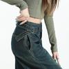 Waist Buckle Design Wide-leg Jeans for Women In Spring and Autumn Straight New Style Loose Slim Retro High-waist Floor Trousers