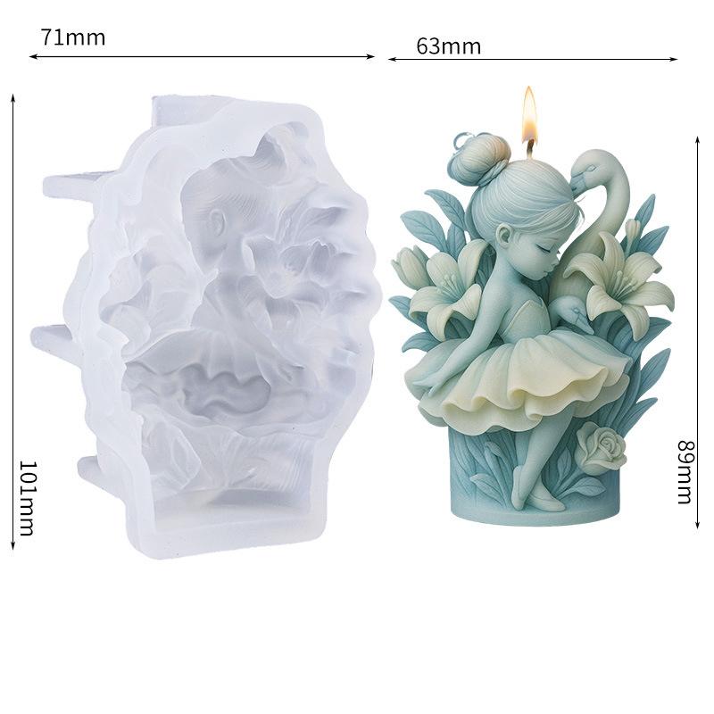 Девочка-балерина Лебедь Лилия Ароматическая свеча Силиконовая форма DIY Ручная работа Реалистичная Девочка Лебедь Капля белый