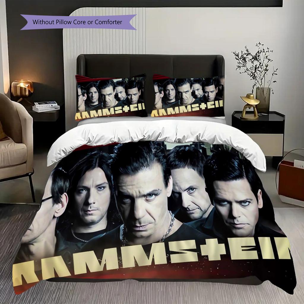 Rock Band Performance Theme Bedding (1 * Duvet Cover + 2 * Pillowcase, Without Core) 2D Flat Duvet Cover and Pillowcase Christmas Birthday Gift