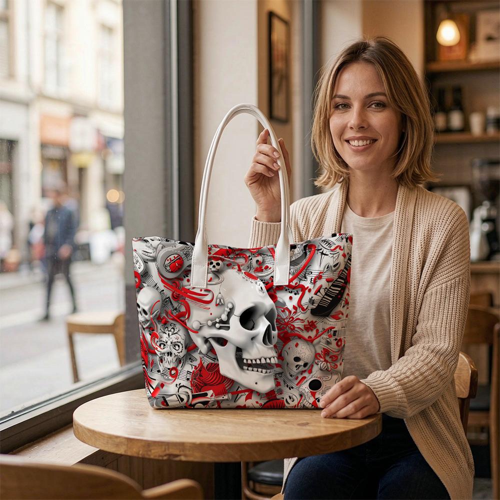 Skull Print Casual Tote Bag Fashion Daily Handbag
