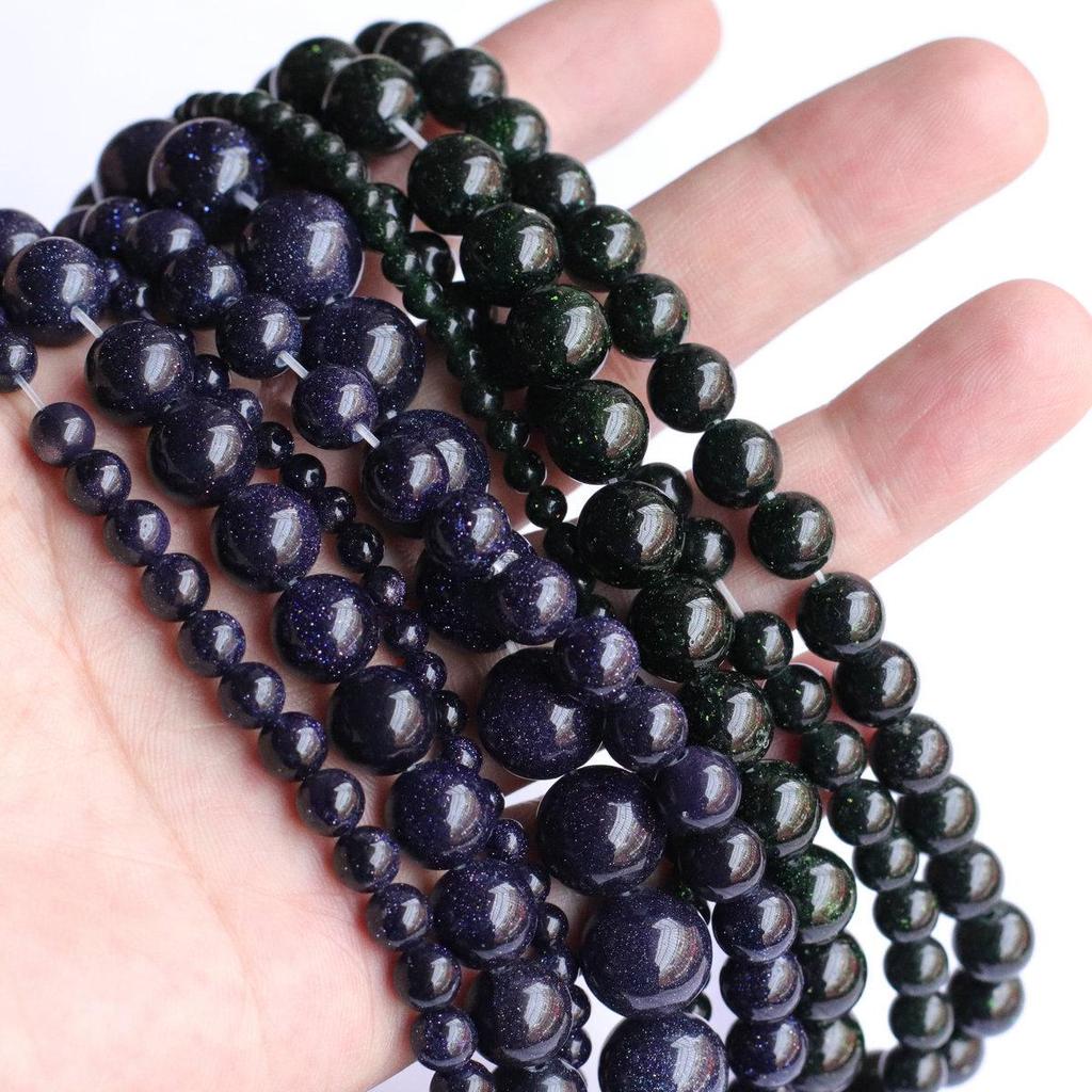 Green Sandstone & Blue Sandstone Round Beads (4-14mm) for DIY Jewelry Making