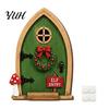 Decorazioni da Parete per Natale Decorazione Porta Fatata, Legno Massello con Supporto Adesivo, Artigianato Rustico Miniatura Piccola per Tronchi d'Albero e