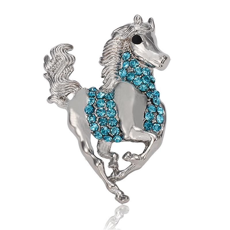 Vintage Enamel Galloping War Horse Zodiac Brooch Pins Women Men Clothing Accessories Suit Lapel Corsage Gift