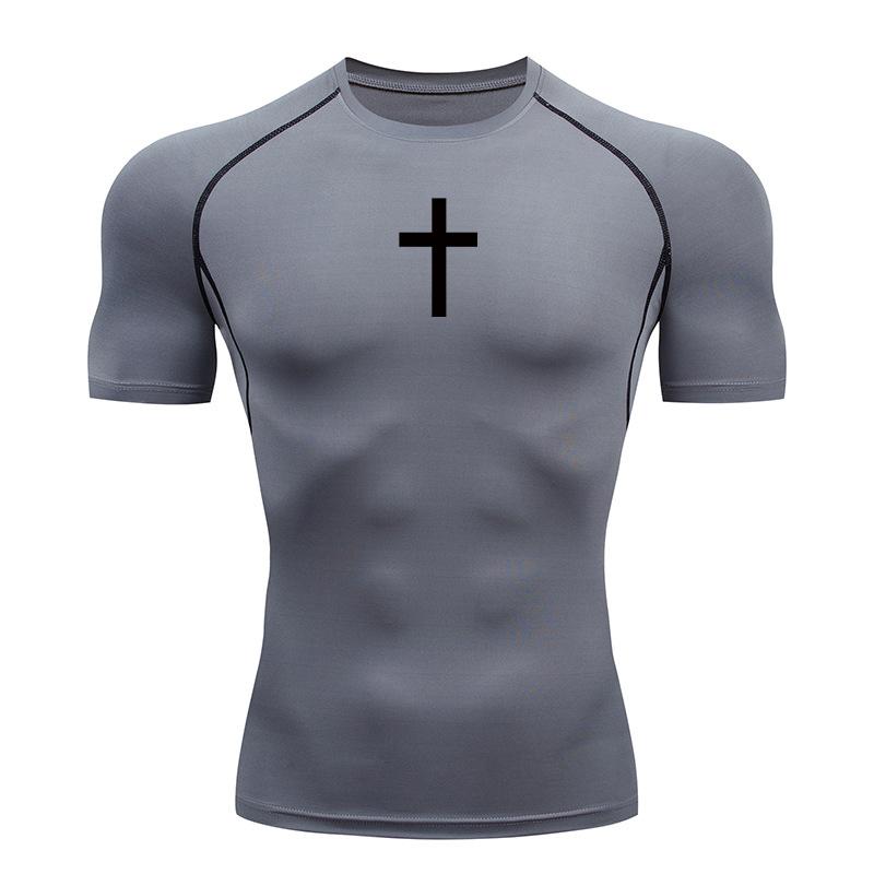 Magliette a Compressione per Allenamento Cristiano Magliette Sportive Asciugatura Rapida Uomo Palestra Fitness Maglie Intime Top Manica Corta Rash Guard
