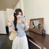 Summer Slim-fit Short Off-shoulder T-shirt Women's Design Sense Slim-fit and Thin Niche Short-sleeved Chic T-shirt Top