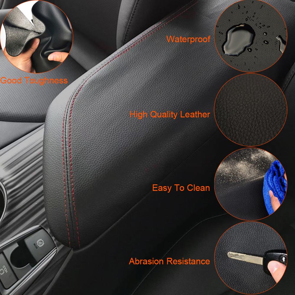 For Toyota Camry 2018 2019 2020 Car Armrest Box PU Black Leather Center Console Armrest Protector Cover Pad Interior Accessories