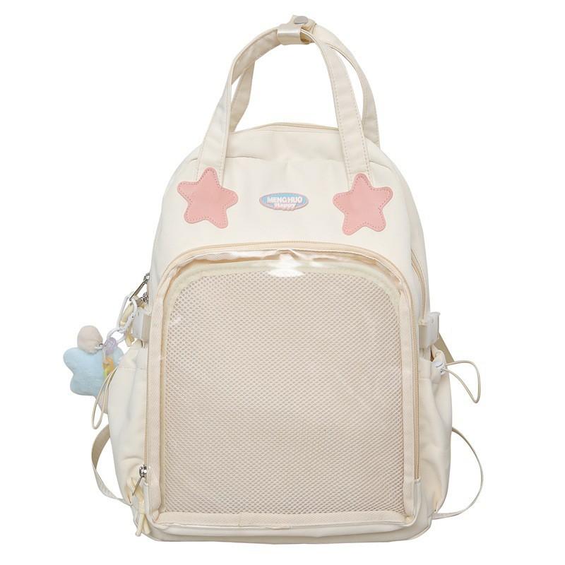 College Ins Cute All-matching Schoolbag Female Japanese Students Large-capacity Backpack Transparent PVC Star Pain Bag
