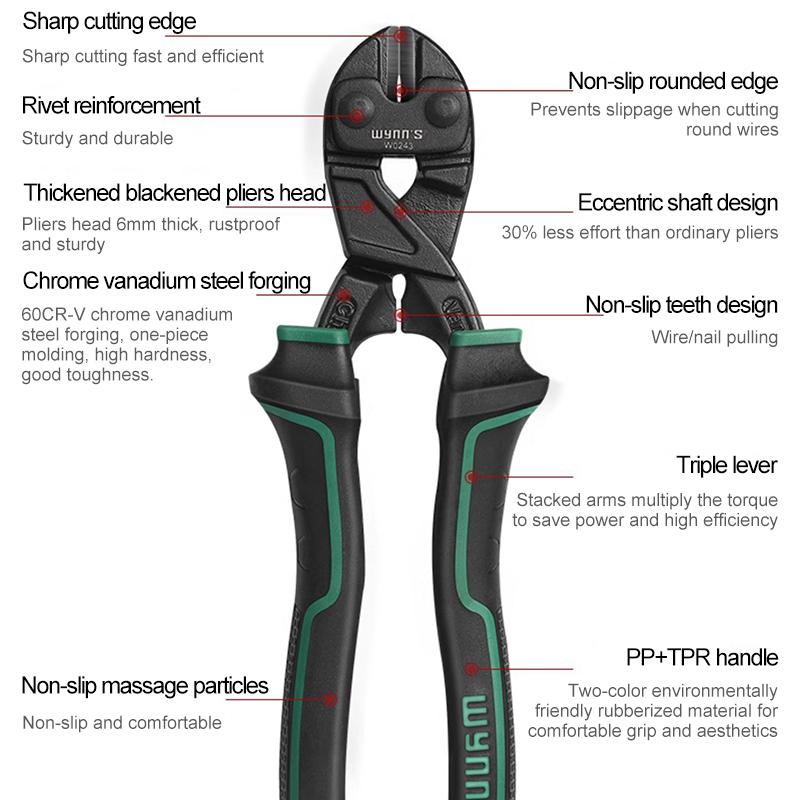 8" Mini-Bolzenschneider Federbelastet Klein Robust Drahtseilschneider Drahtschneider Bewehrungsschere Klemmen Werkzeuge