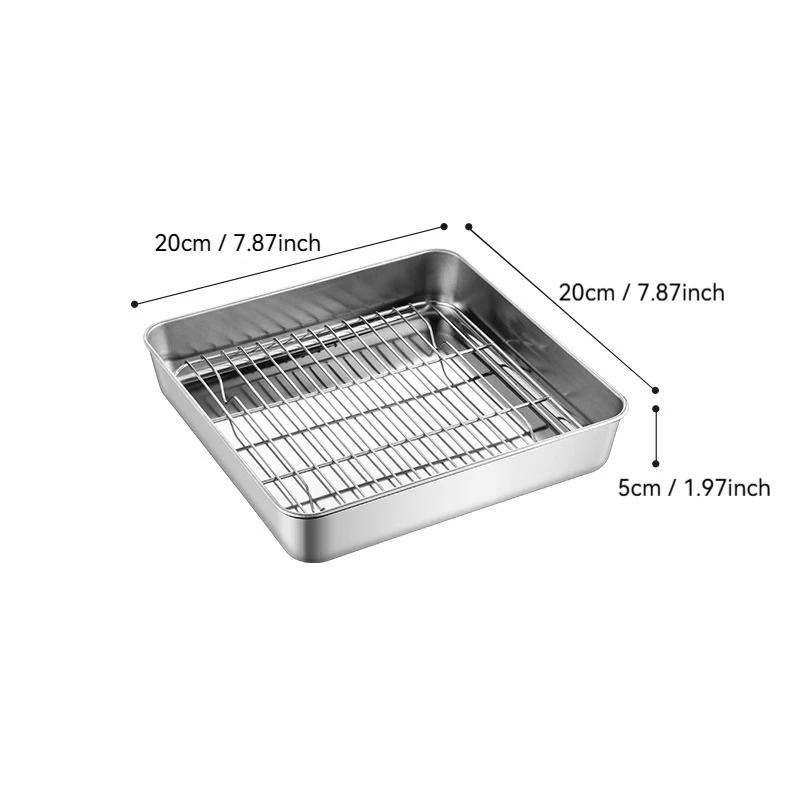 Quadratische Edelstahl-Backform Herausnehmbares Kuchenrost Abkühlgitter Küchen-Speiseplatte Antihaft-Grill Keks Ofen Backgeschirr