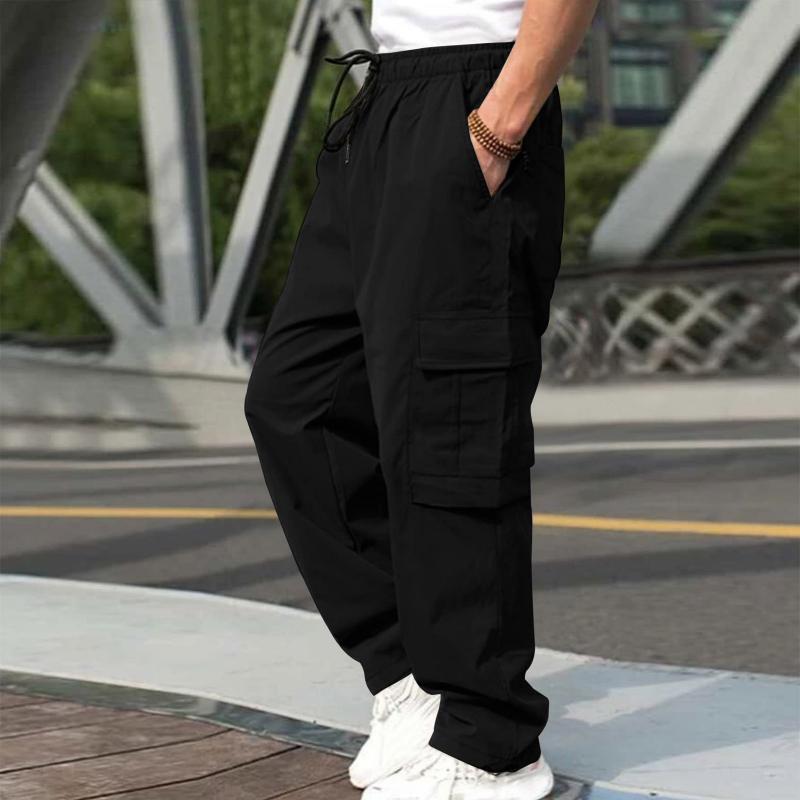Spring And Autumn New Trendy Solid Color Men's Overalls Loose Straight Casual Trousers Men's Overalls Pocket Pants Large Size