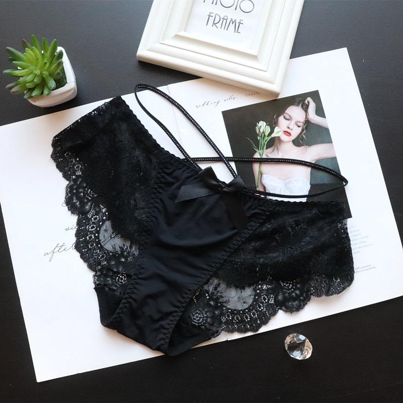 

Нижнее белье с лентой и принтом, кружевные трусики с леопардовым принтом для женщин, трусы с низкой посадкой для женщин M чёрный