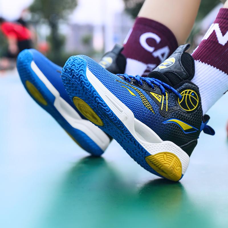 Autumn / Winter Leather Super Fiber Leather Children's Basketball Shoes with Plush Insulation for Teenagers' Casual Basketball Sports Shoes