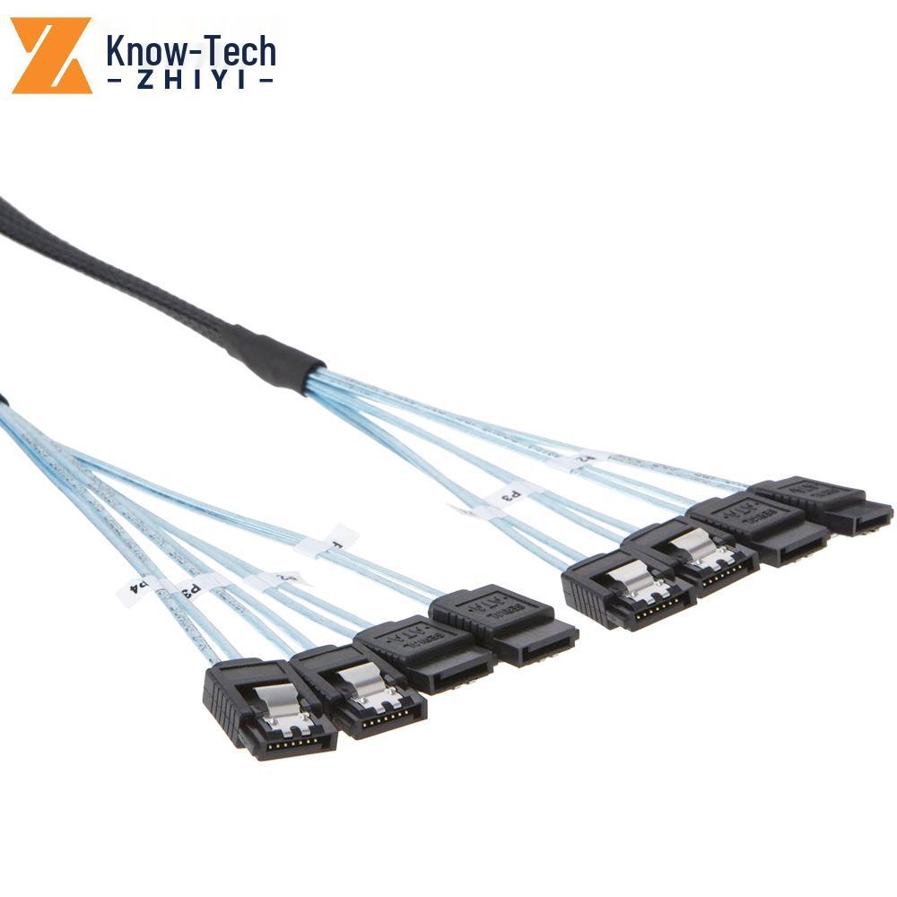 Quad SATA 7P to 7P SATA-III Data Cable for Computer Case Server Hard Drives