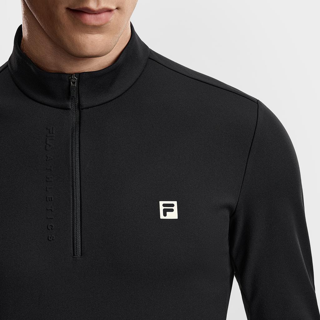 Fila Fleece Version Warm Simple Sports Training Comfortable Versatile Knitted Long Sleeve T-Shirt Men Tops Deep-Black A11M611217FBK